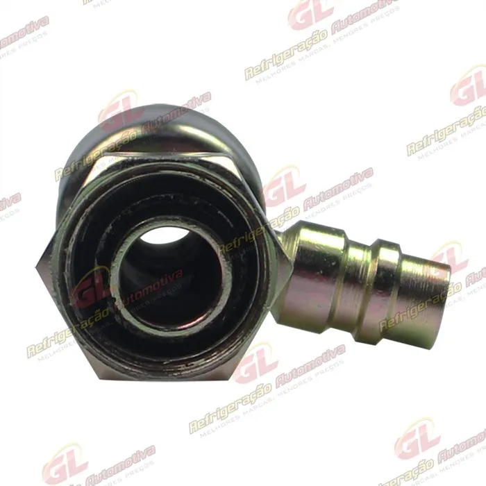 Conexão O'ring Reta Fêmea 10mm Aço c/ Válvula de Serviço R134a c/ Clip — foto 4