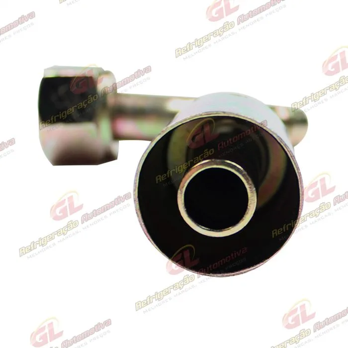Conexão O'ring 90º Fêmea 10mm Aço c/ Válvula de Serviço R134a c/ Clip — foto 3