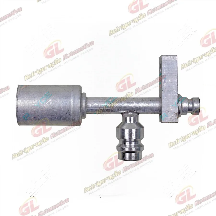 Conexão Block Fitting Reta 06mm Aluminio c/ Engate R134a Saida p/ Filtro Secador