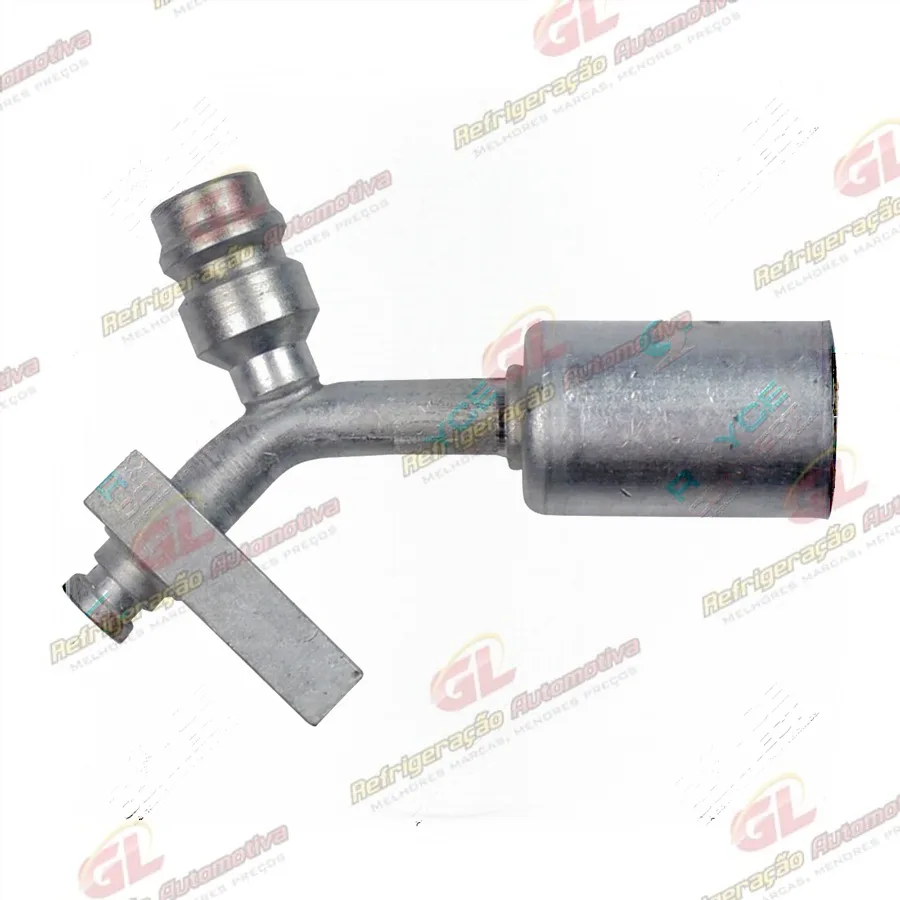 Conexão Block Fitting 45º 06mm Aluminio c/ Engate R134a Saida p/ Filtro Secador