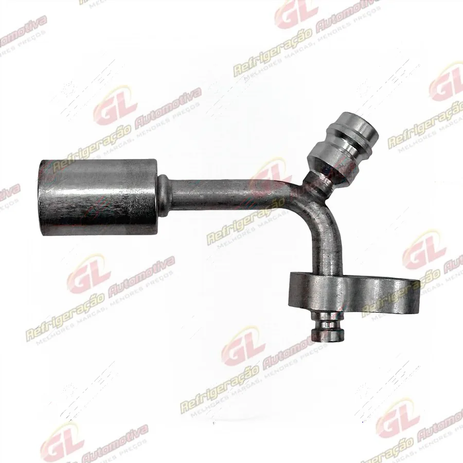 Conexão Block Fitting 90º 06mm Alumínio C/ Engate R134a Saida P/ Filtro Secador
