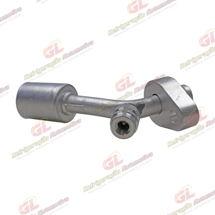 Conexão Block Fitting 45º 08mm Alumínio C/Engate R134a Compressor / Condensador — foto 3