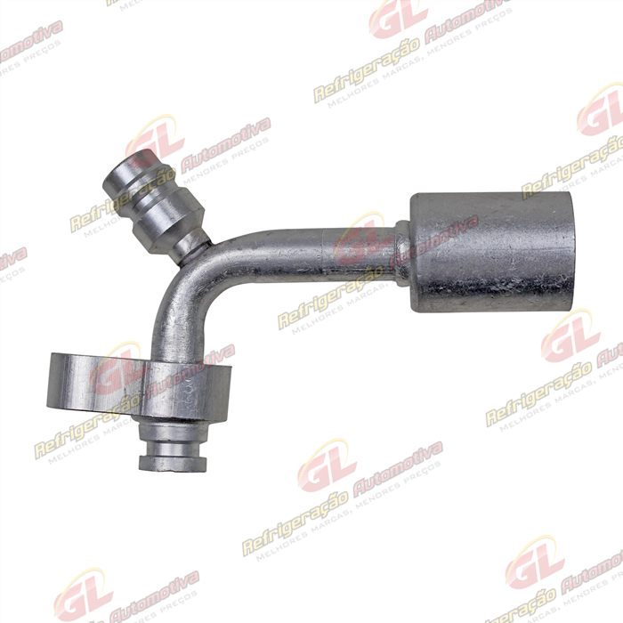 Conexão Block Fitting 90º 08mm Aluminio c/Engate R134a Compressor / Condensador