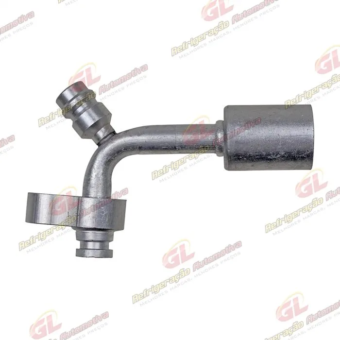Conexão Block Fitting 90º 08mm Aluminio c/Engate R134a Compressor / Condensador