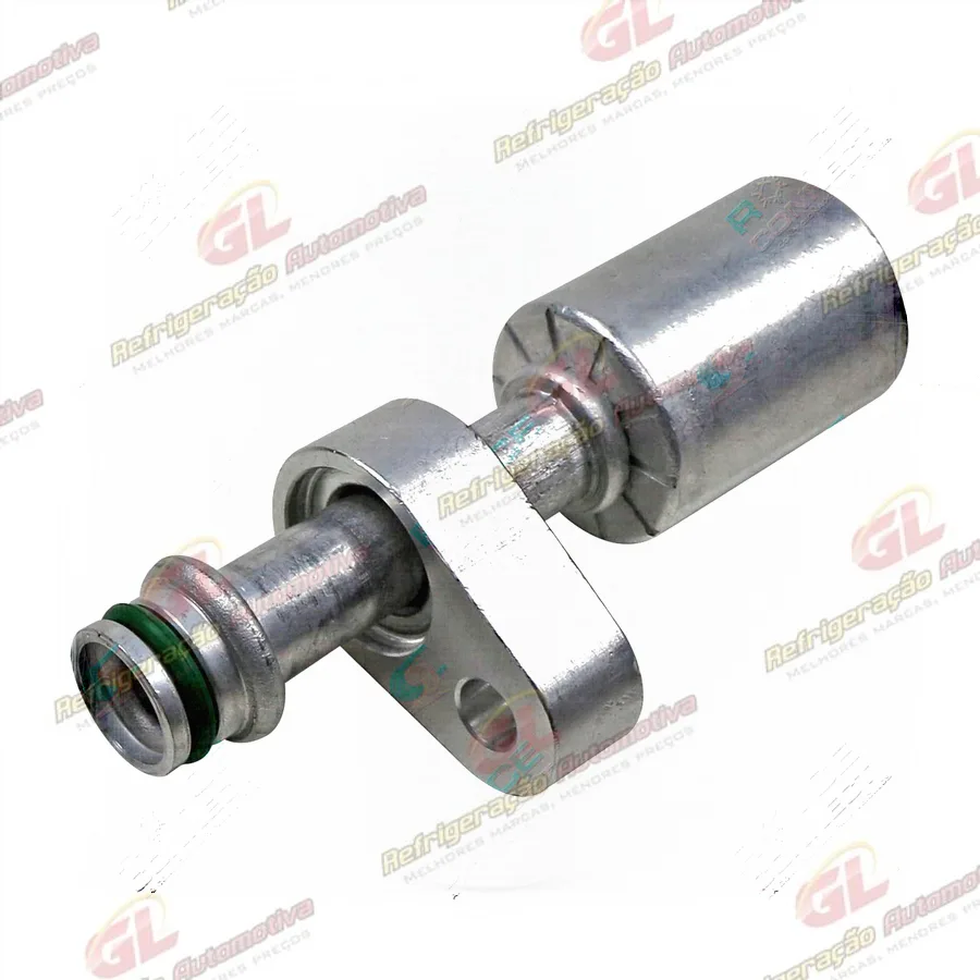 Conexão Block Fitting Radial Reta 08mm Aluminio s/ Engate do Compressor / Condensador