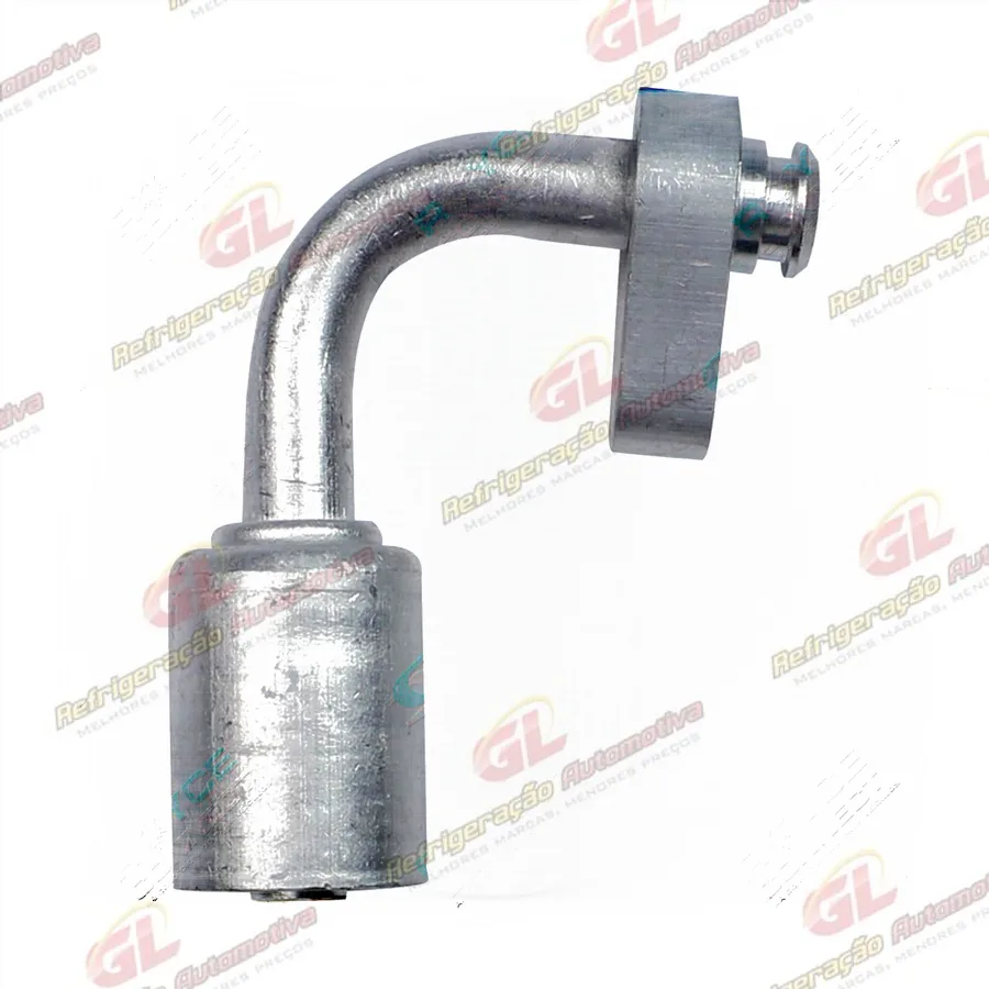 Conexão Block Fitting Radial 90º 08mm Aluminio s/ Engate do Compressor / Condensador