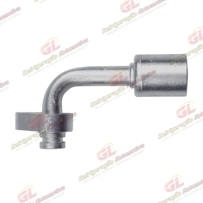Conexão Block Fitting Radial 90º 10mm Aluminio s/ Engate do Compressor