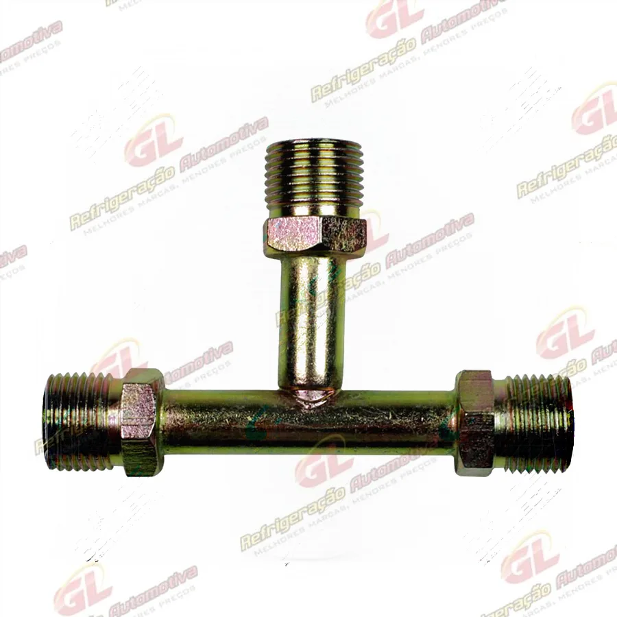 Emenda Tipo T 10mm Aço Rosca Macho Fixa