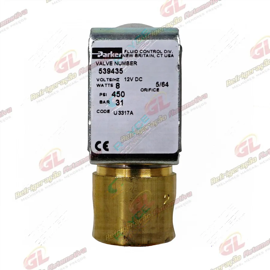 Válvula Solenoide para Dreno de Oléo e Purga de Fluído Refrigerante da Recolhedora Robinair RC.500.290 e RC.500.291 - 12 Volts