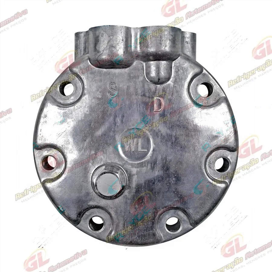 Tampa Traseira do Compressor 7H15 Máquina Komatsu GD555 com Saida Sucção e Descarga para Cima
