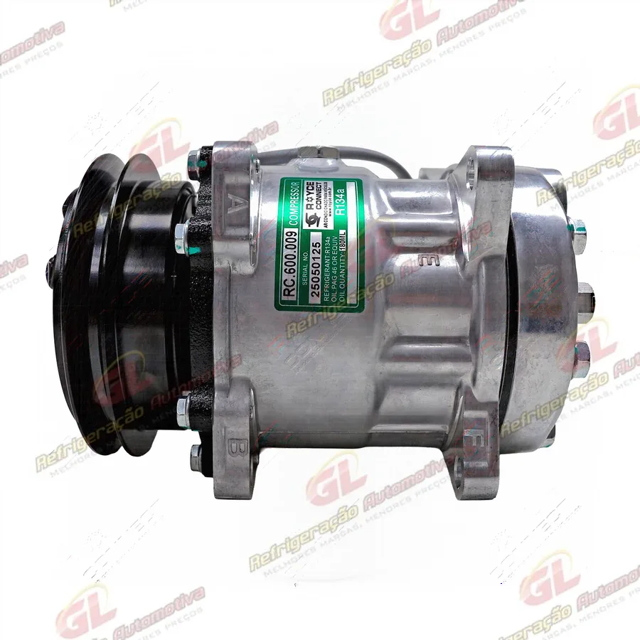 Compressor Modelo Sanden SD7H13 U7360 Máquina Mini Escavadeira Volvo ECR88 - 12 Volts Polia Canal 2A OEM: VOE14525502