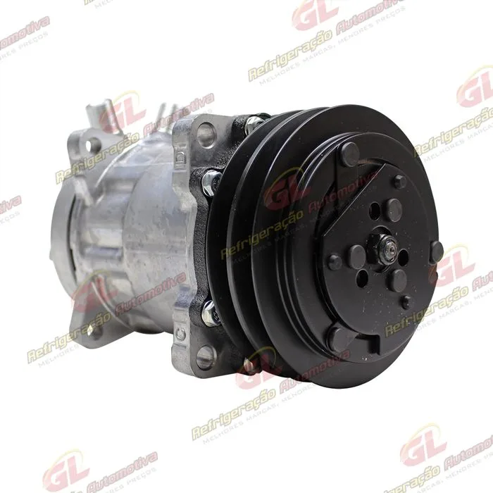 Compressor Modelo AA7H15AA 8 Orelhas - 24 Volts Polia 2A 132mm Saida Vertical 200cc Máquina New Holland / Máquina Empilhadeira Kalmar DRF450 R134a — foto 4