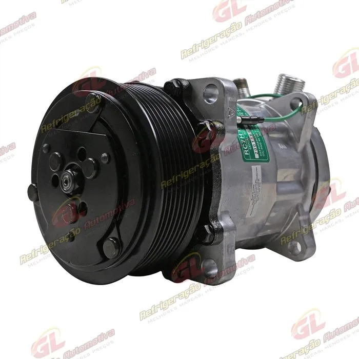 Compressor Modelo Sanden AA7H15AA 8 Orelhas 200cc Caminhão MAN TGX 2010 > / Meteor Motor MAN 2020 > - 24 Volts Polia 8pk 119mm R134a OEM: 2V3820803/ 2V5820803B — foto 2
