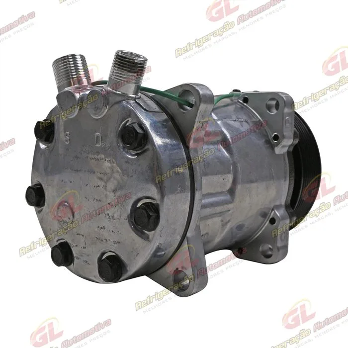 Compressor Modelo Sanden AA7H15AA 8 Orelhas 200cc Caminhão MAN TGX 2010 > / Meteor Motor MAN 2020 > - 24 Volts Polia 8pk 119mm R134a OEM: 2V3820803/ 2V5820803B — foto 6