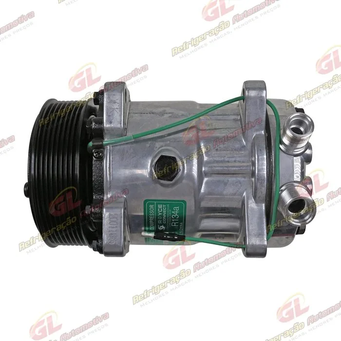 Compressor Modelo Sanden AA7H15AA 8 Orelhas 200cc Caminhão MAN TGX 2010 > / Meteor Motor MAN 2020 > - 24 Volts Polia 8pk 119mm R134a OEM: 2V3820803/ 2V5820803B — foto 8