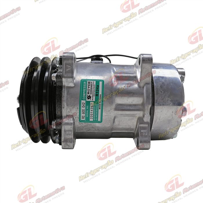 Compressor Modelo AA7H15AA Máquina New Holland R134a 8 Orelhas Descarga / Sucção Traseira O'ring - 12 Volts Polia 2A 132mm