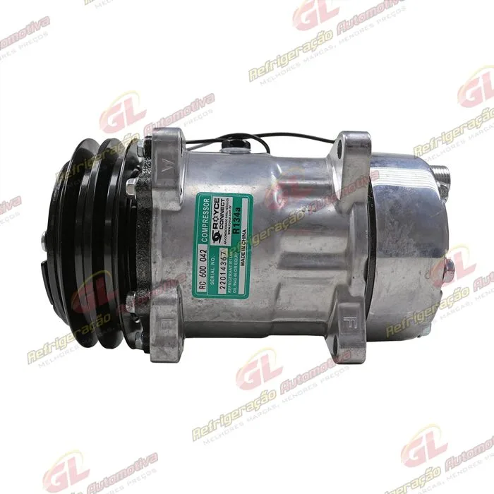 Compressor Modelo AA7H15AA Máquina New Holland R134a 8 Orelhas Descarga / Sucção Traseira O'ring - 12 Volts Polia 2A 132mm
