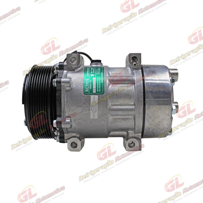 Compressor Modelo AA7H15AA Land Rover Defender Parafuso Passante Descarga / Sucção Traseira O'ring - 12 Volts Polia 8pk 119mm