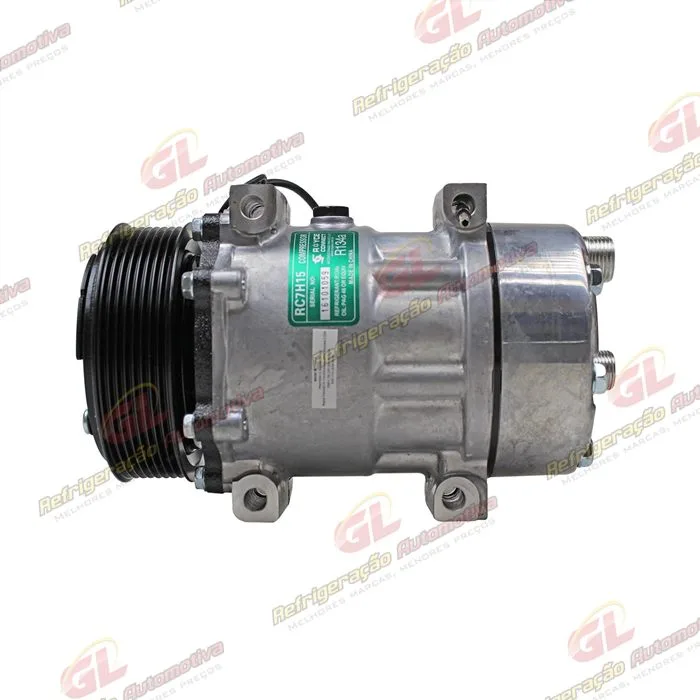 Compressor Modelo AA7H15AA Land Rover Defender Parafuso Passante Descarga / Sucção Traseira O'ring - 12 Volts Polia 8pk 119mm