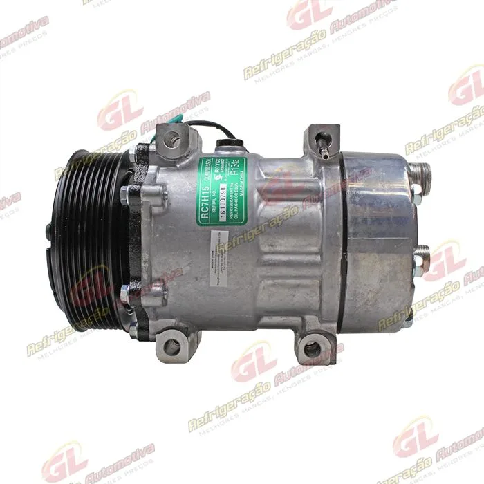 Compressor Modelo AA7H15AA Parafuso Passante Descarga/Sucção Traseira O'ring - 24 Volts Polia 8pk 119mm