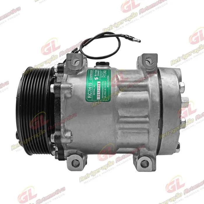 Compressor AA7H15AA Parafuso Passante Descarga/Sucção Traseira Engate - 12 Volts Polia 8pk 119mm
