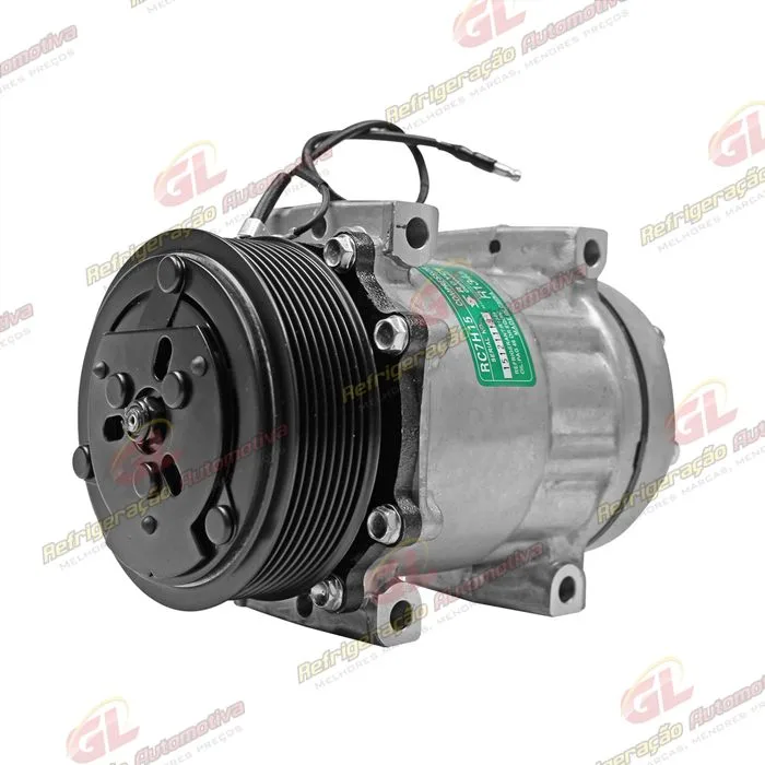 Compressor AA7H15AA Parafuso Passante Descarga/Sucção Traseira Engate - 12 Volts Polia 8pk 119mm — foto 2