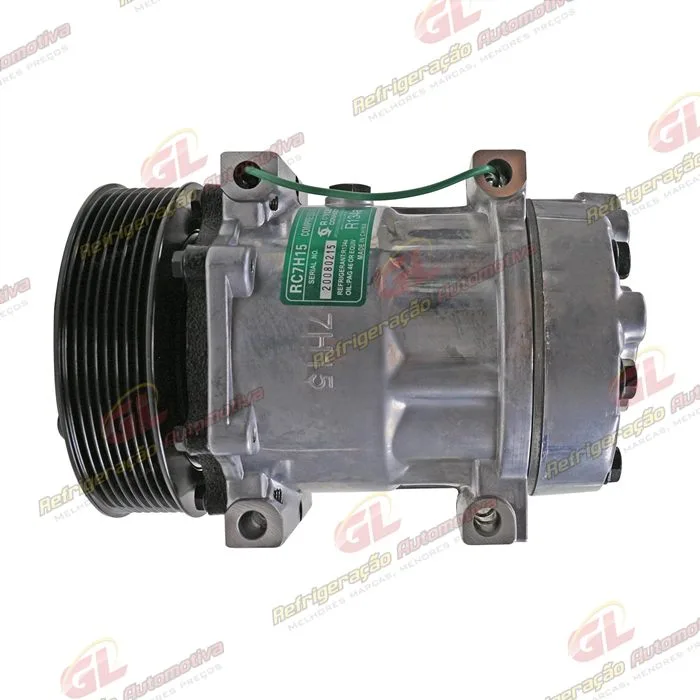Compressor Modelo AA7H15AA Caminhão Volvo NH/FH/FM 1998 Até 2007/ Caminhão VM 2008 Até 2022/ Máquina Volvo - 24 Volts Polia 8pk 132mm