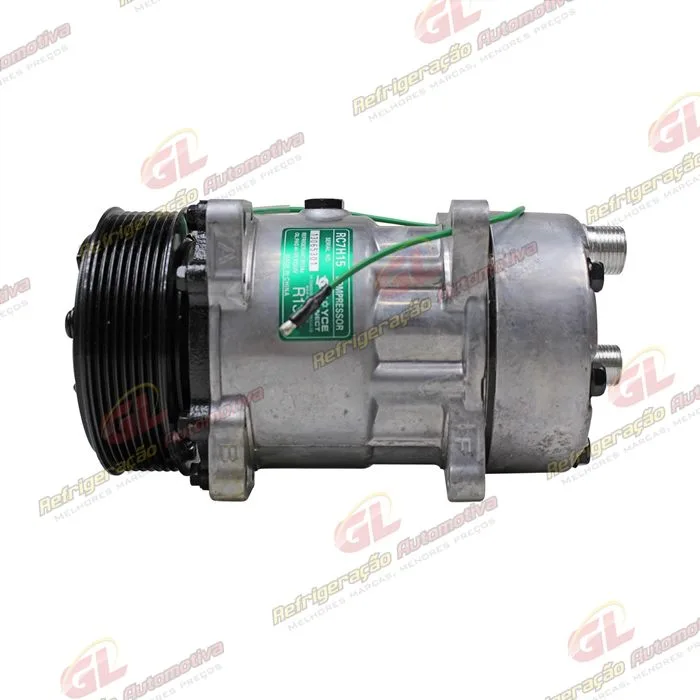 Compressor Modelo AA7H15AA 8 Orelhas Descarga/Sucção Traseira O´ring - 24 Volts Polia 8pk 119mm R134a