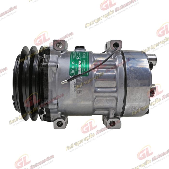 Compressor Modelo 7H15 Caminhão Kalmar Parafuso Passante Descarga e Sucção Traseira O´ring - 12 Volts Polia 2A 132mm