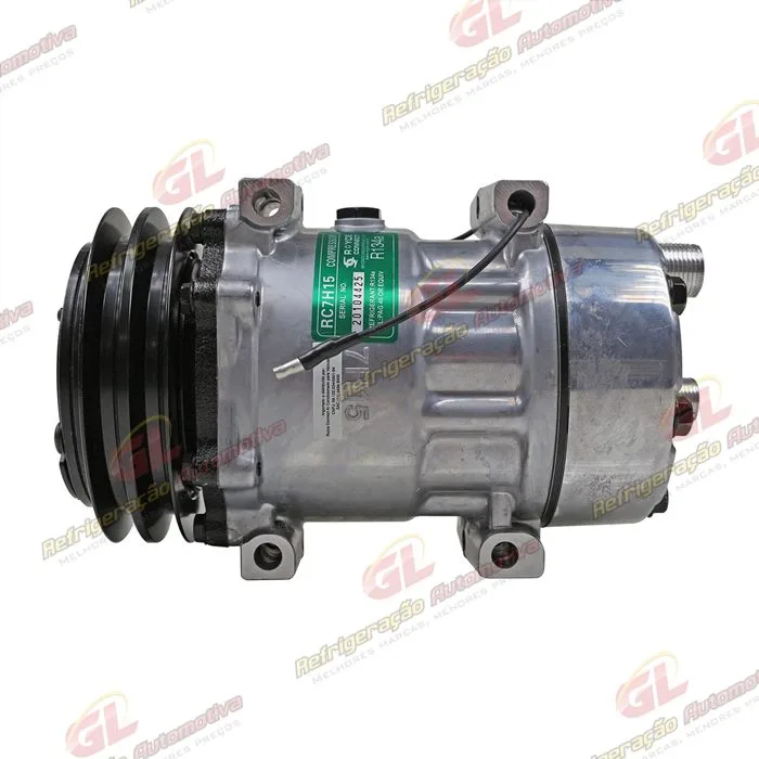 Compressor Modelo 7H15 Caminhão Kalmar Parafuso Passante Descarga e Sucção Traseira O´ring - 12 Volts Polia 2A 132mm