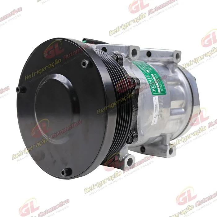 Compressor AB7H15AB 4769 Máquina Caterpillar D4E Parafuso Passante Saída p/ Pressostato - 24 Volts Polia 8pk 153mm OEM: 163-0872/ 394-9671/ 464-9988/ 277-7245 — foto 2
