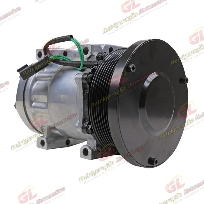 Compressor AB7H15AB 4769 Máquina Caterpillar D4E Parafuso Passante Saída p/ Pressostato - 24 Volts Polia 8pk 153mm OEM: 163-0872/ 394-9671/ 464-9988/ 277-7245 — foto 4