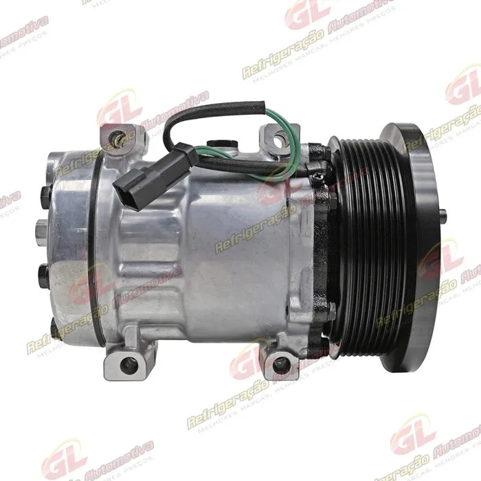 Compressor AB7H15AB 4769 Máquina Caterpillar D4E Parafuso Passante Saída p/ Pressostato - 24 Volts Polia 8pk 153mm OEM: 163-0872/ 394-9671/ 464-9988/ 277-7245 — foto 5