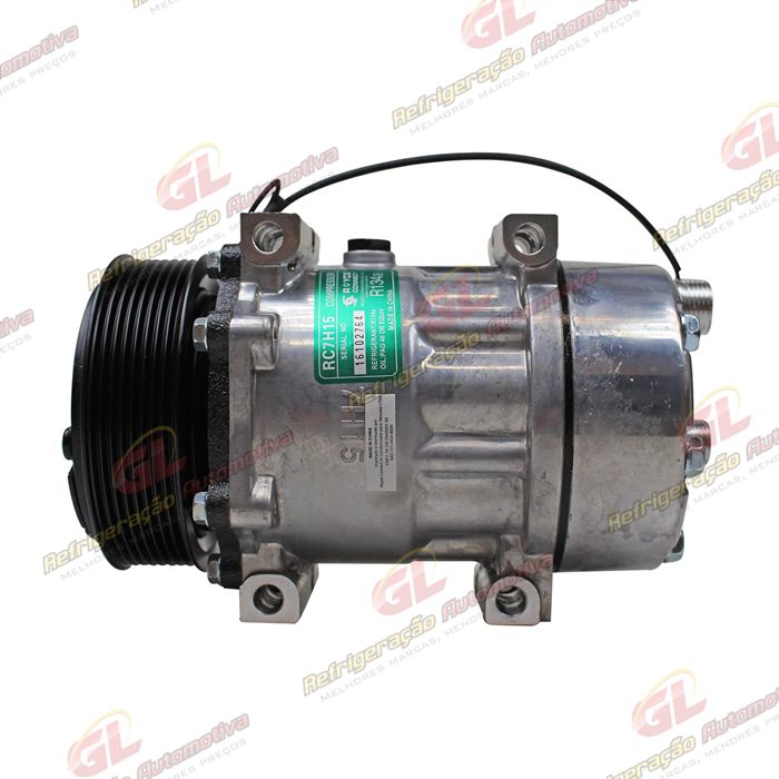Compressor AA7H15AA Máquina Case Descarga e Sucção Saída Traseira O'ring - 12 Volts Polia 8pk 115mm