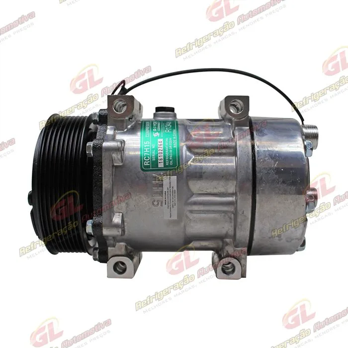 Compressor AA7H15AA Máquina Case Descarga e Sucção Saída Traseira O'ring - 12 Volts Polia 8pk 115mm