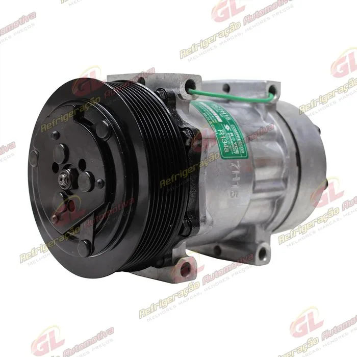 Compressor Modelo 7H15 Caminhão e Máquina Volvo com Saida Descarga e Sucção Traseira O´ring - 24 Volts Polia 8pk 132mm — foto 2
