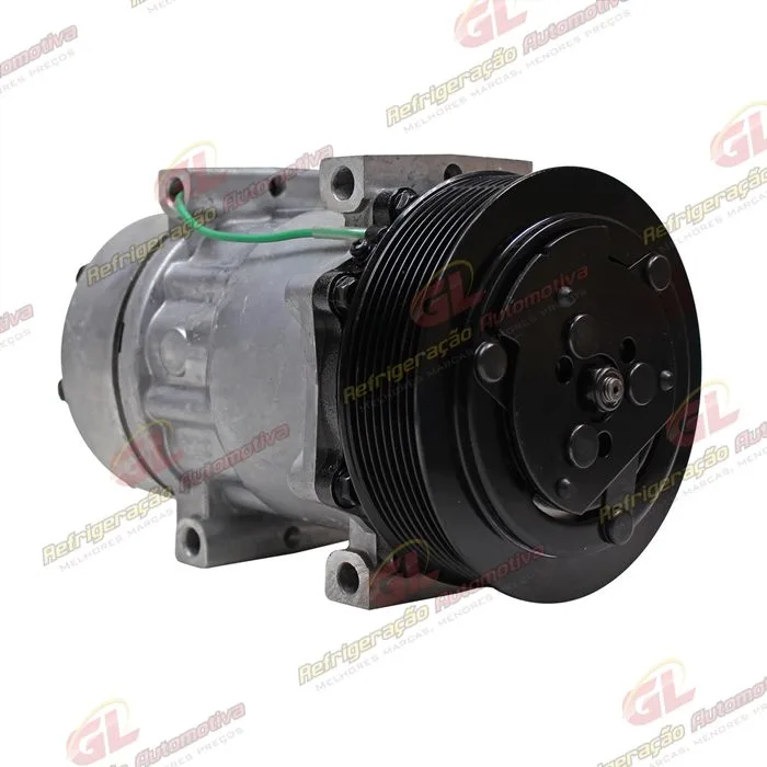 Compressor Modelo 7H15 Caminhão e Máquina Volvo com Saida Descarga e Sucção Traseira O´ring - 24 Volts Polia 8pk 132mm — foto 4