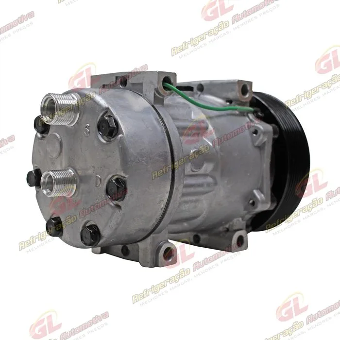 Compressor Modelo 7H15 Caminhão e Máquina Volvo com Saida Descarga e Sucção Traseira O´ring - 24 Volts Polia 8pk 132mm — foto 6