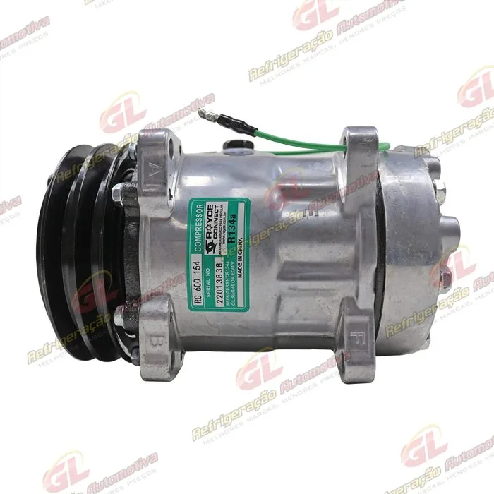 Compressor Modelo 7H15 Máquina Volvo 8 Orelhas Saida Traseira - 24 Volts Polia 2A 132mm OEM: 11412632/ VOE15082742/ 11104419