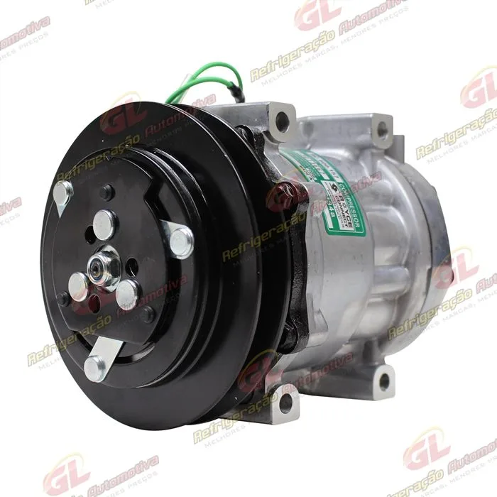 Compressor Modelo Sanden SD7H13 U7360 Máquina Komatsu WA470 / Retroescavadeira New Holland LB-90/ E215LC/ Case / Escavadeira Caterpillar 321 - 24 Volts Polia Canal 1B 146mm OEM: 423S624330/ 72203934 — foto 2