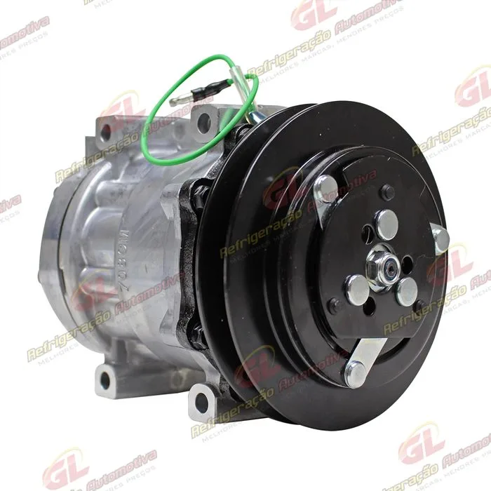 Compressor Modelo Sanden SD7H13 U7360 Máquina Komatsu WA470 / Retroescavadeira New Holland LB-90/ E215LC/ Case / Escavadeira Caterpillar 321 - 24 Volts Polia Canal 1B 146mm OEM: 423S624330/ 72203934 — foto 4