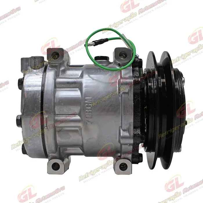 Compressor Modelo Sanden SD7H13 U7360 Máquina Komatsu WA470 / Retroescavadeira New Holland LB-90/ E215LC/ Case / Escavadeira Caterpillar 321 - 24 Volts Polia Canal 1B 146mm OEM: 423S624330/ 72203934 — foto 5