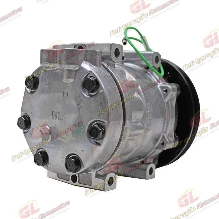 Compressor Modelo Sanden SD7H13 U7360 Máquina Komatsu WA470 / Retroescavadeira New Holland LB-90/ E215LC/ Case / Escavadeira Caterpillar 321 - 24 Volts Polia Canal 1B 146mm OEM: 423S624330/ 72203934 — foto 6