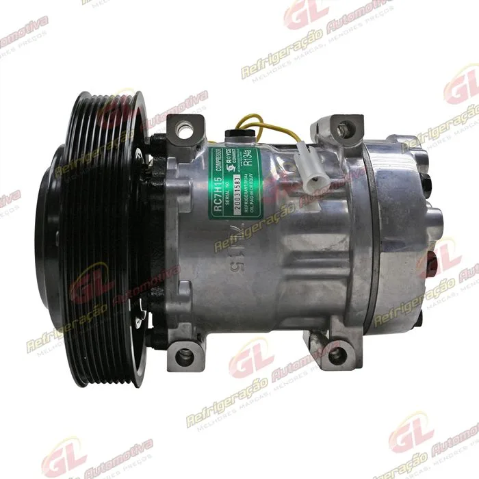 Compressor AB7H15AB 4116U Caminhão Volvo FM/ FMX / FH 2008 Até 2019 - 24 Volts Polia 8pk 174mm OEM: 20587125/ 85000458/ 84094705/ 85000458