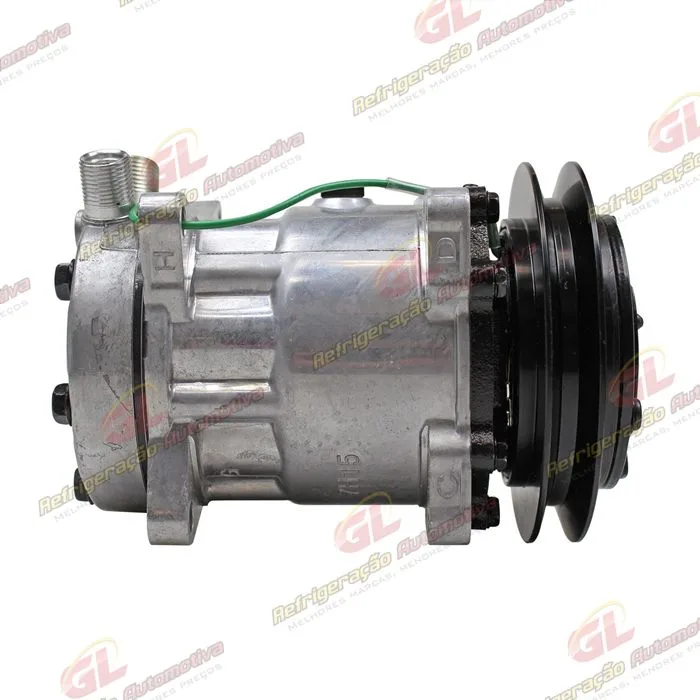 Compressor Modelo AA7H15AA 4745 Máquina Colheitadeira Case 7000, 7700 / Máquina Florestal John Deere 2154D - 24 Volts Polia 1B 146mm OEM: 00181083/ FF200866 — foto 5