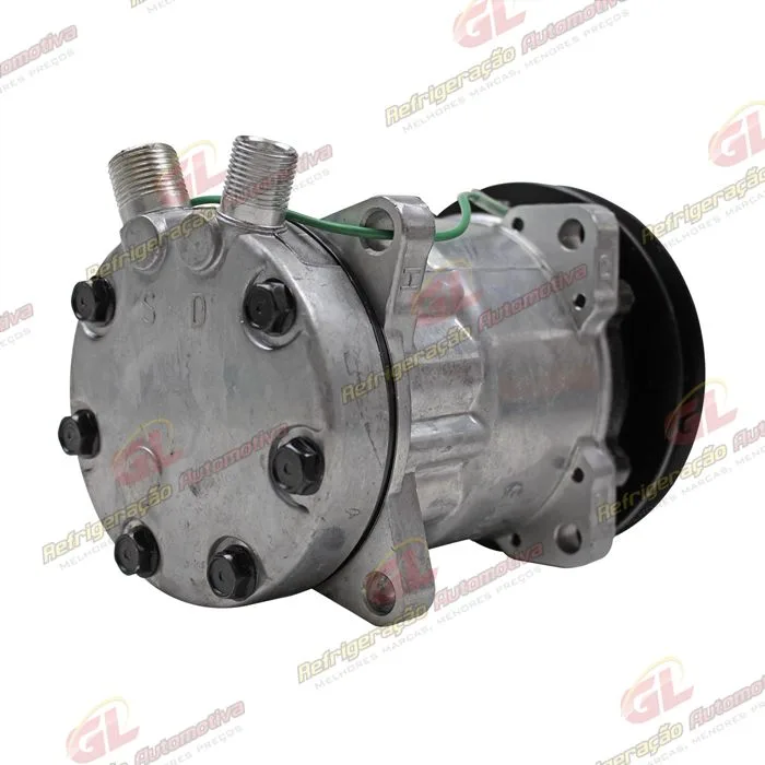 Compressor Modelo AA7H15AA 4745 Máquina Colheitadeira Case 7000, 7700 / Máquina Florestal John Deere 2154D - 24 Volts Polia 1B 146mm OEM: 00181083/ FF200866 — foto 6