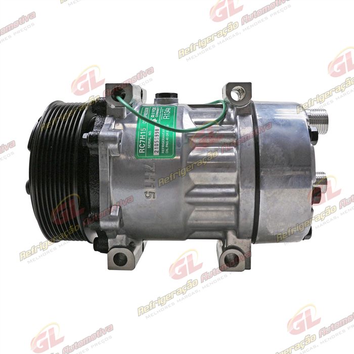 Compressor Modelo AA7H15AA Máquina Case Descarga e Sucção Saida Traseira O'ring - 24 Volts Polia 8pk 115mm