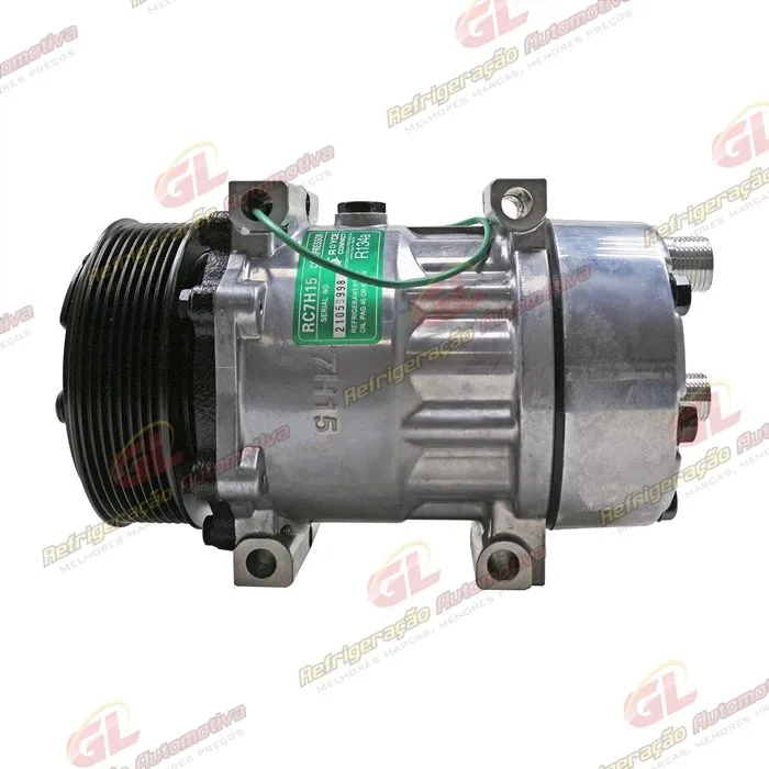 Compressor Modelo AA7H15AA Máquina Case Descarga e Sucção Saida Traseira O'ring - 24 Volts Polia 8pk 115mm
