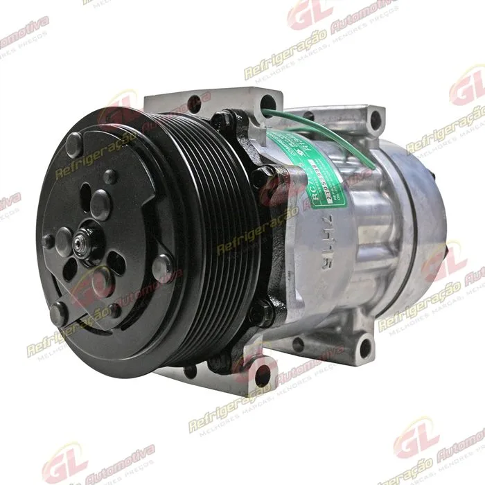 Compressor Modelo AA7H15AA Máquina Case Descarga e Sucção Saida Traseira O'ring - 24 Volts Polia 8pk 115mm — foto 2
