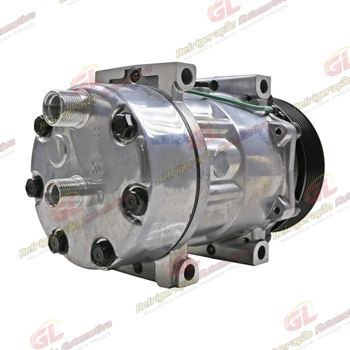 Compressor Modelo AA7H15AA Máquina Case Descarga e Sucção Saida Traseira O'ring - 24 Volts Polia 8pk 115mm — foto 6